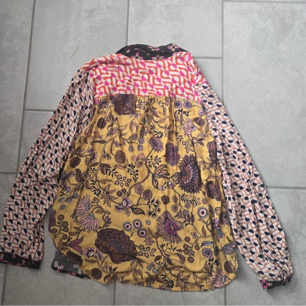 Anthropologie Maeve The Paz Floral and Geometric Button Down Shirt EUC SIZE XL - Picture 6 of 6